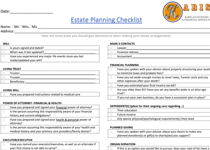 Estate Planning Checklist Canadian Estate Planning